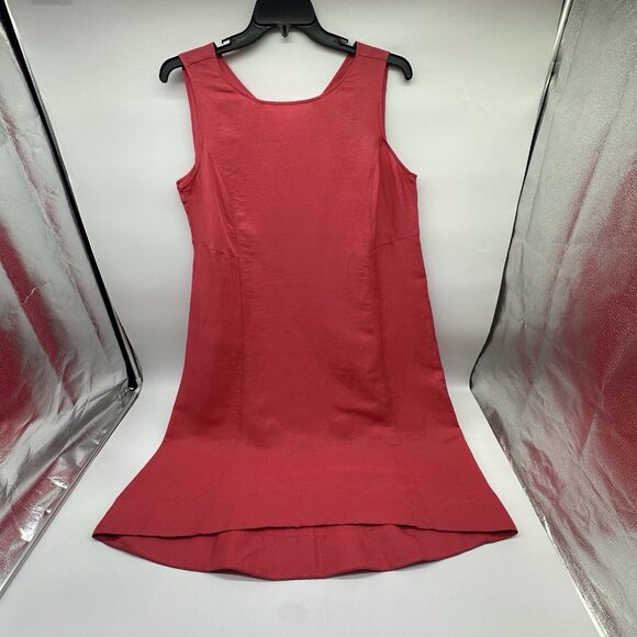J. Jill Elliptical-Hem Size XLP Petite Strawberry Linen Blend A-Line Midi Dress - Picture 3 of 13